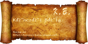 Könczöl Béla névjegykártya